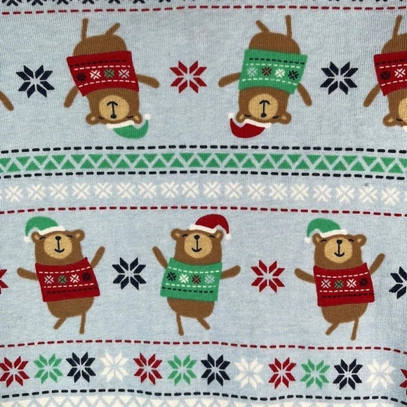GYMBOREE Youth Girls Baby Blue Christmas Print PJs Long Sleeve Crewneck Bears L - Picture 5 of 10